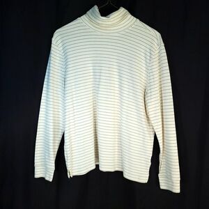 Mock Neck Striped Long Sleeve Top